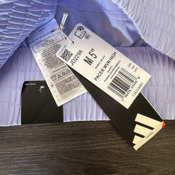 ADIDAS Pacer Shorts3 Stripe - 5" inseam - NWT - Lavender Purple Spring- M - Picture 3 of 4